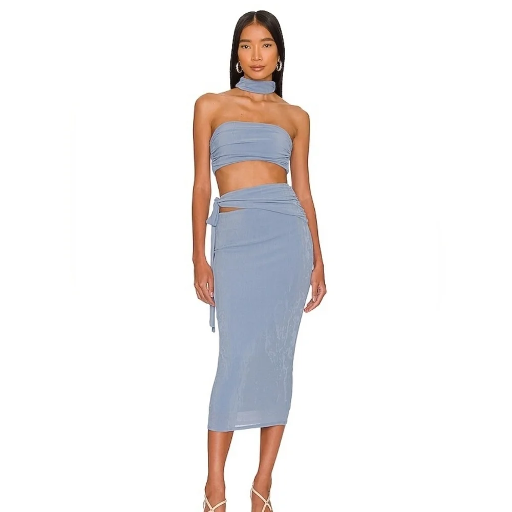 Camila Coelho Serena Midi Skirt in Periwinkle Blue sz Small